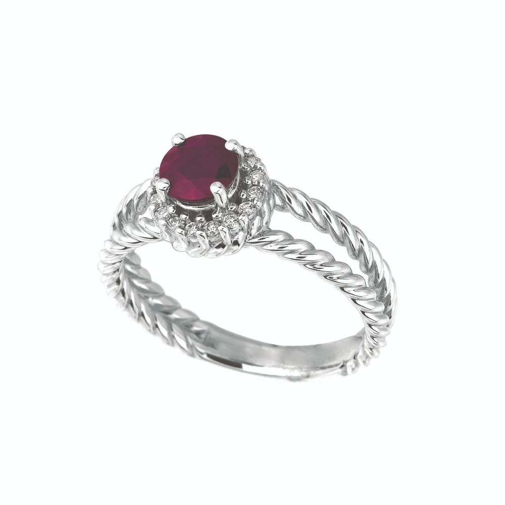 1.00 Carat Natural Diamond and Ruby Ring G SI 14K